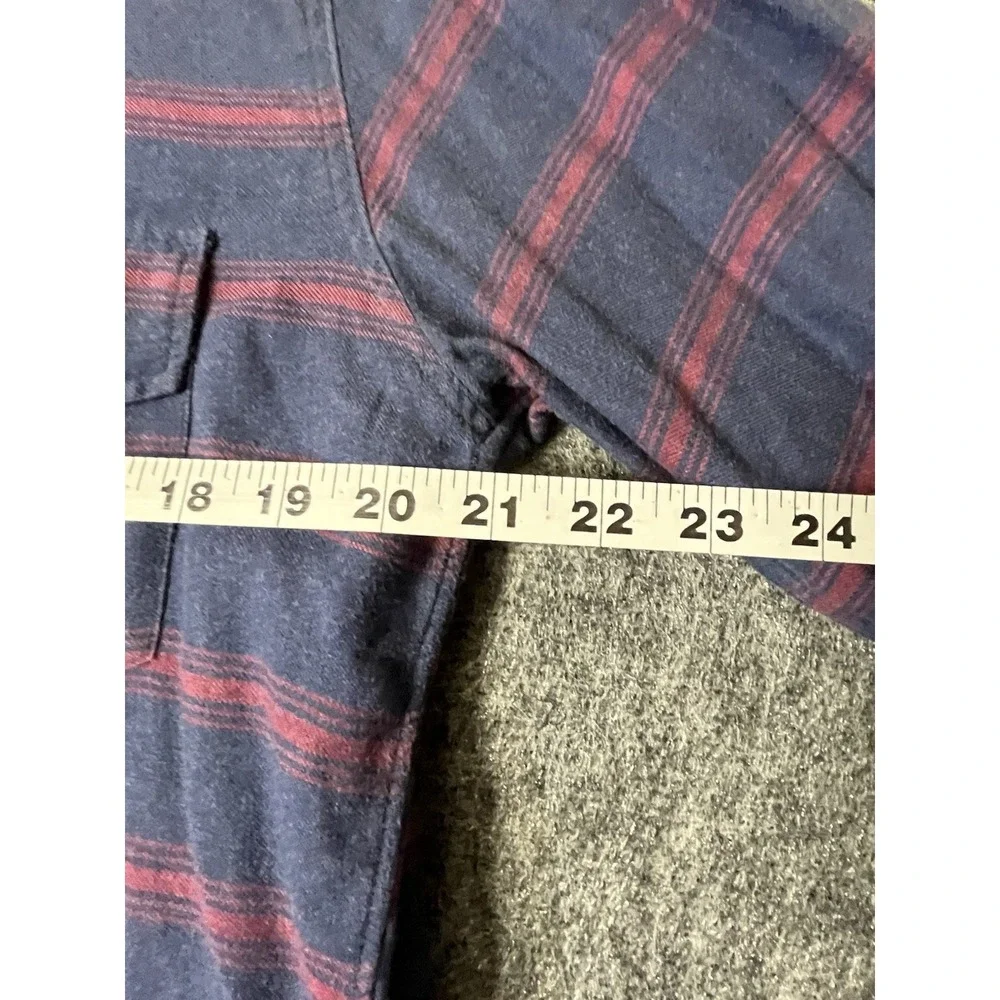J CREW Shirt Mens Large Blue Brushed Twill Button Long Sleeve Striped Red‎